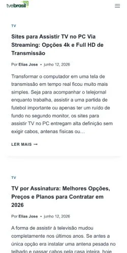 Podgląd witryny Tv é Brasil, medium z kraju Brazylia do artykułów sponsorowanych