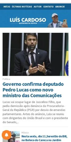Anteprima del sito Luís Cardoso, media di Brasile per articoli sponsorizzati