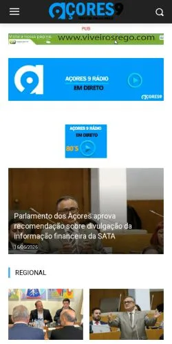 스폰서 기사용 포르투갈 매체 Jornal Açores 9 사이트 미리보기