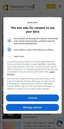 Anteprima del sito EmarketerZ, media di Francia per articoli sponsorizzati