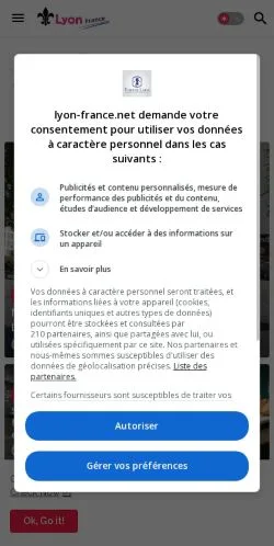 スポンサード記事向けのアメリカ合衆国メディア、Visiter Lyonのサイトプレビュー