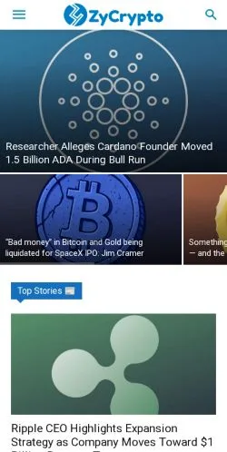 Sponsorlu makaleler için Amerika Birleşik Devletleri medyası ZyCrypto sitesinin önizlemesi