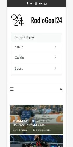 Anteprima del sito RadioGoal24, media di Italia per articoli sponsorizzati