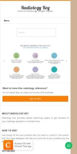 Förhandsvisning av webbplatsen Radiology Key, medium i USA för sponsrade artiklar