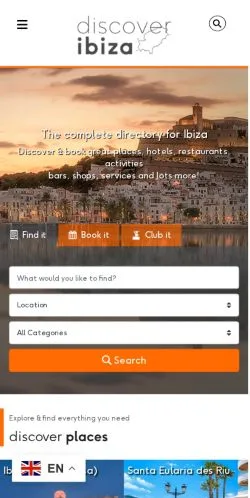 スポンサード記事向けのイギリスメディア、Discover Ibizaのサイトプレビュー