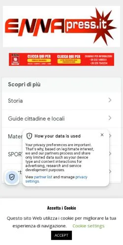 Anteprima del sito Enna Press, media di Italia per articoli sponsorizzati