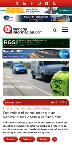 Anteprima del sito ManchaInformación, media di Spagna per articoli sponsorizzati