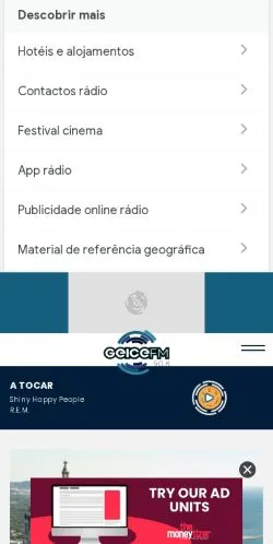 스폰서 기사용 포르투갈 매체 Rádio Geice 사이트 미리보기