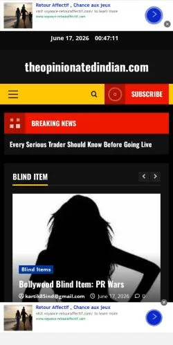Anteprima del sito The Opinionated Indian, media di Stati Uniti per articoli sponsorizzati