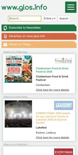 Voorbeeld van de site Glos Events, medium uit Verenigde Staten voor gesponsorde artikelen