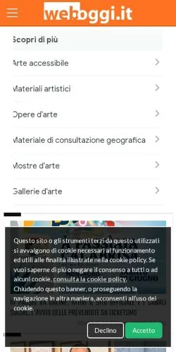 Forhåndsvisning af WebOggi, medie fra Italien til sponsorerede artikler