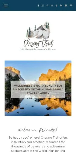 Preview of the Chasing Trail Adventure Travel website, a media outlet in United States for sponsored articles