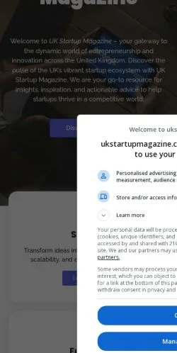 스폰서 기사용 영국 매체 UK Startup Magazine 사이트 미리보기