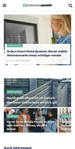 Podgląd witryny Kommunal-Magazin, medium z kraju Niemcy do artykułów sponsorowanych