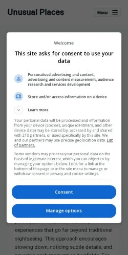 Anteprima del sito Unusual Places, media di Stati Uniti per articoli sponsorizzati