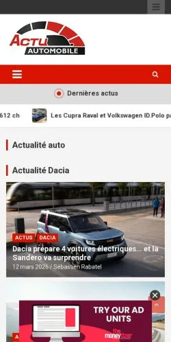 스폰서 기사용 프랑스 매체 Actu Automobile 사이트 미리보기