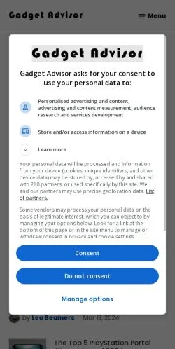 Forhåndsvisning av nettstedet Gadget Advisor, medium fra USA for sponsede artikler