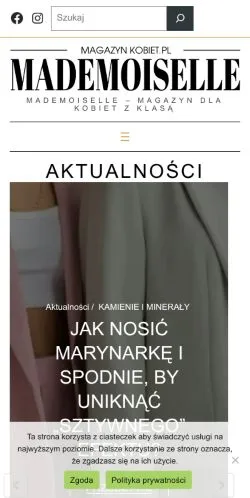 Anteprima del sito Mademoiselle, media di Polonia per articoli sponsorizzati