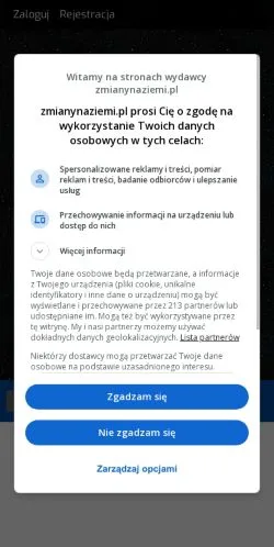 Podgląd witryny Zmiamy Na Ziemi, medium z kraju Polska do artykułów sponsorowanych