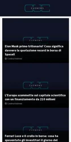 Preview of the Finance CUE website, a media outlet in Italy for sponsored articles