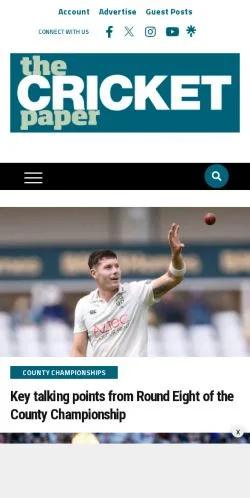 스폰서 기사용 미국 매체 The Cricket Paper 사이트 미리보기