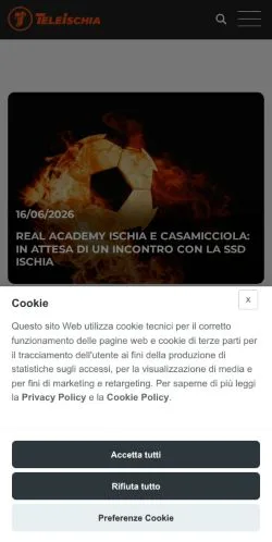 Podgląd witryny Teleischia, medium z kraju Włochy do artykułów sponsorowanych