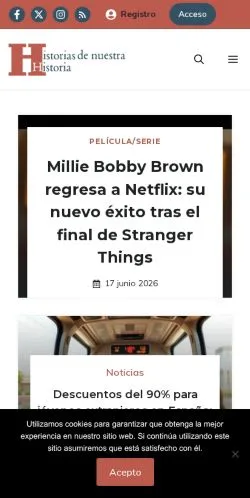 Anteprima del sito Historias De Nuestra Historia, media di Spagna per articoli sponsorizzati
