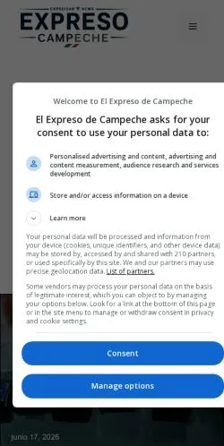 Anteprima del sito Expreso Campeche, media di Spagna per articoli sponsorizzati