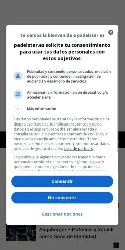Anteprima del sito Padelstar, media di Spagna per articoli sponsorizzati