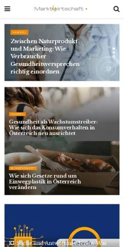 스폰서 기사용 오스트리아 매체 Marktwirtschaft 사이트 미리보기