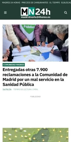 Anteprima del sito Madrid Norte 24 Horas, media di Spagna per articoli sponsorizzati