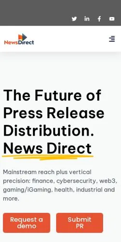 Aperçu du site NewsDirect, média de États-Unis pour articles sponsorisés