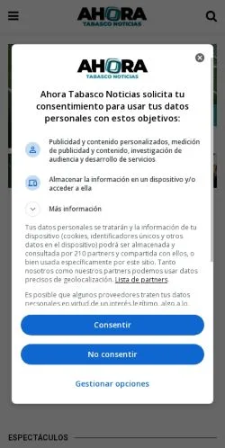 Anteprima del sito Ahora Tabasco, media di Stati Uniti per articoli sponsorizzati