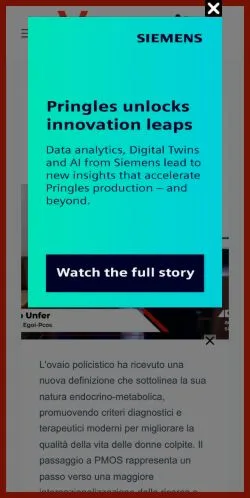 Podgląd witryny V-News, medium z kraju Włochy do artykułów sponsorowanych