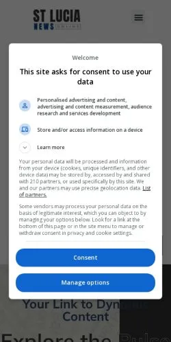 Anteprima del sito St Lucia News Online, media di Stati Uniti per articoli sponsorizzati