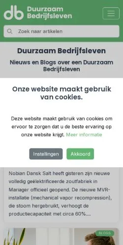 Anteprima del sito Duurzaam Bedrijfsleven, media di Paesi Bassi per articoli sponsorizzati