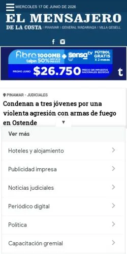 Podgląd witryny El Mensajero De La Costa, medium z kraju Argentyna do artykułów sponsorowanych