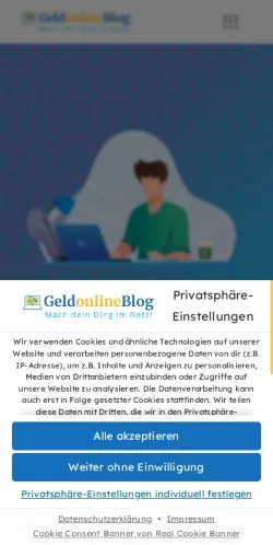 Pré-visualização do site Geld Online Verdienen, meio de Alemanha para artigos patrocinados