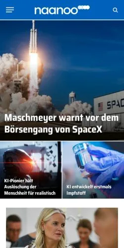 Preview of the Naanoo website, a media outlet in Germany for sponsored articles