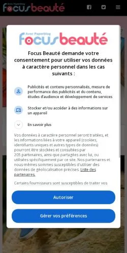 Preview of the Focus Beauté website, a media outlet in France for sponsored articles