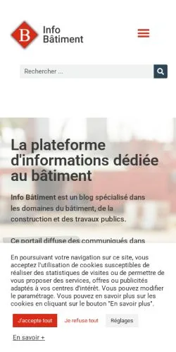 Forhåndsvisning av nettstedet Info Bâtiment, medium fra Frankrike for sponsede artikler
