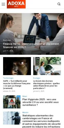 Anteprima del sito Adoxa, media di Francia per articoli sponsorizzati