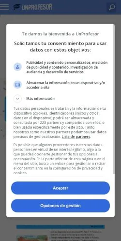 Förhandsvisning av webbplatsen unPROFESOR, medium i Spanien för sponsrade artiklar