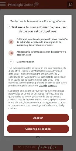 Anteprima del sito Web de Psicología, media di Spagna per articoli sponsorizzati