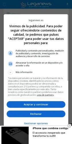 Anteprima del sito LegaNews, media di Spagna per articoli sponsorizzati