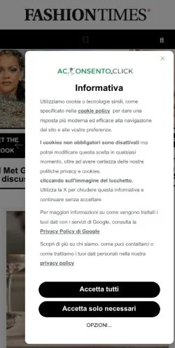 Anteprima del sito Fashion Times, media di Italia per articoli sponsorizzati