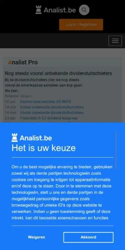 Vista previa del sitio Analist, medio de Bélgica para artículos patrocinados
