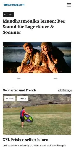 Forhåndsvisning av nettstedet Strongg, medium fra Tyskland for sponsede artikler