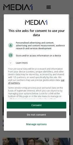 Anteprima del sito Media1, media di Ungheria per articoli sponsorizzati