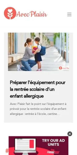 Vista previa del sitio Avec Plaisir, medio de Francia para artículos patrocinados